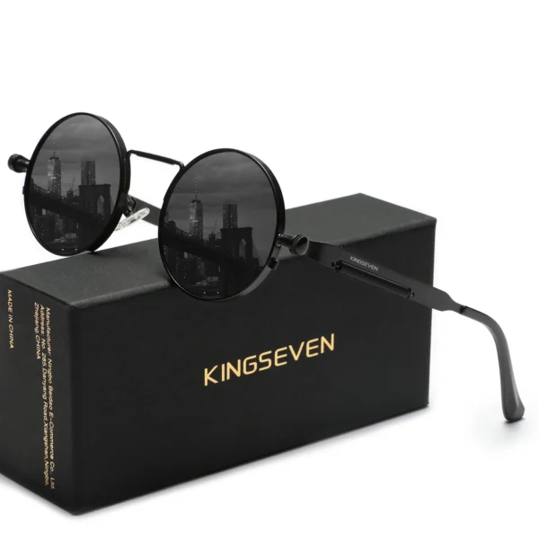 KINGSEVEN Original Designe Sonnenbrille Gothic Punk Polarisierte Männer UV400 Gläser Frauen Runde Rahmen Retro Outdoor Sommer Brillen