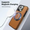 360 drehbarer Metallringständer Macsafe Magnetische Ledertasche für IPhone 15 14 13 12 11 16 Pro Max Plus 15Pro Magsafe Halterabdeckung 5