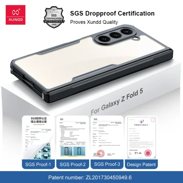 Xundd faltbare Hülle für Samsung Galaxy Z Fold 3 4 5 6 Airbag, stoßfeste Hülle, Glas, PC und TPU-Schutz, Anti-Fingerabdrücke, MPa4 Vajra 6
