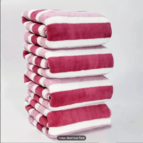 4-teiliges gestreiftes Badetuch-Set, saugfähige und schnell trocknende Duschhandtücher, superweiches und hautfreundliches Badetuch für das Badezimmer zu Hause 3