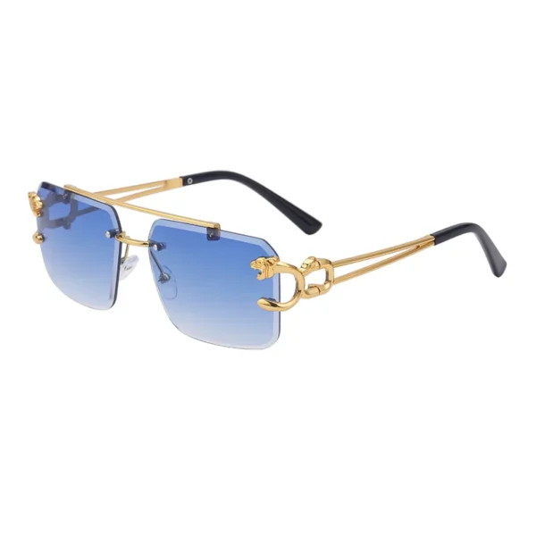 Mode metall leopard randlose sonnenbrille doppel brücken gradienten ozean film schattierungen uv400 6