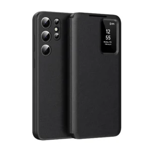 Flip Leder Windows Card Slot Halter Handyhülle für Samsung Galaxy S25 S24 Ultra S23 S22 Plus Brieftasche Anti-Fall-Schutzhülle