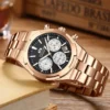 Männer Quarzuhr Chronograph Luxus Leuchtende Rose Gold Silber Blau Mode Übersee Edelstahl Mode Uhren 3