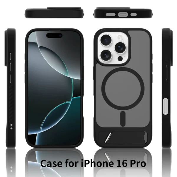 Für iPhone 16e/16 Pro Max 15 Plus 14 13 12 Handyhülle, mattiertes Hautgefühl, magnetische Aufladung, Klappständer, stoßfeste Abdeckung