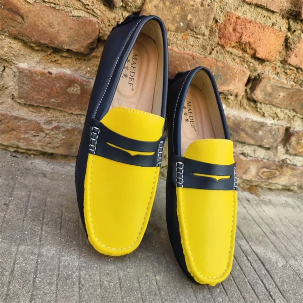 Männer Schuhe Leder Casual Luxus Formale Mann Loafer Mokassins Italienische Atmungsaktive Slip auf Männliche Bootsschuhe Komfortables Fahren Schuh 5