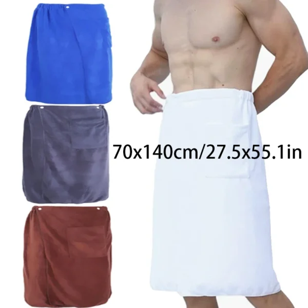Verstellbarer sexy Herren-Baderock, tragbares Herren-Badetuch, weich, saugfähig, geeignet für Sauna, Spa, saugfähiges Strandtuch für Erwachsene