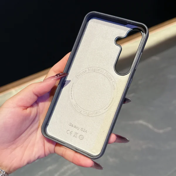 Magnetische Leder-Handyhülle für Samsung Galaxy S24 S25 Ultra S23 S24 Plus Magsafe Business Leder-Handyhülle Wireless Charging 5