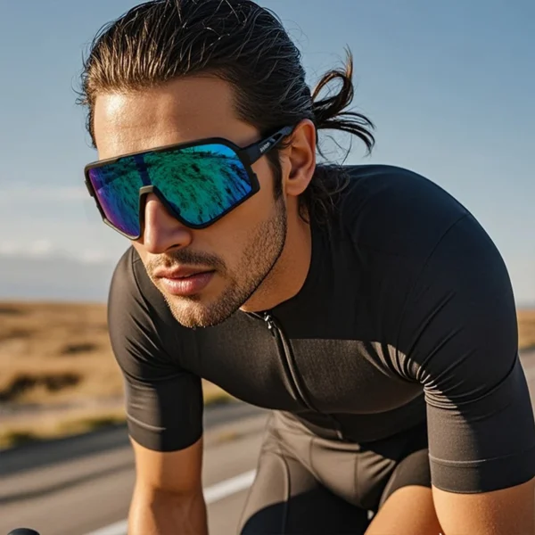 KAROS Polarisierte UV400-Fahrrad-Sonnenbrille für Männer und Frauen, winddicht, blendfrei, Sportbrille, Outdoor-Fahrrad-Reitbrille 2