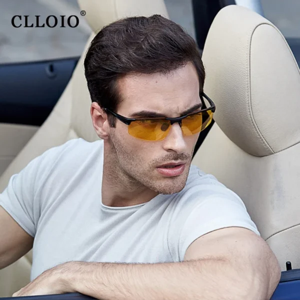CLLOIO Top Anti-Glare Tag Nacht Vision Gläser Männer Fahren Polarisierte Sonnenbrille Aluminium Randlose Photochrome Reiten Brille UV 2