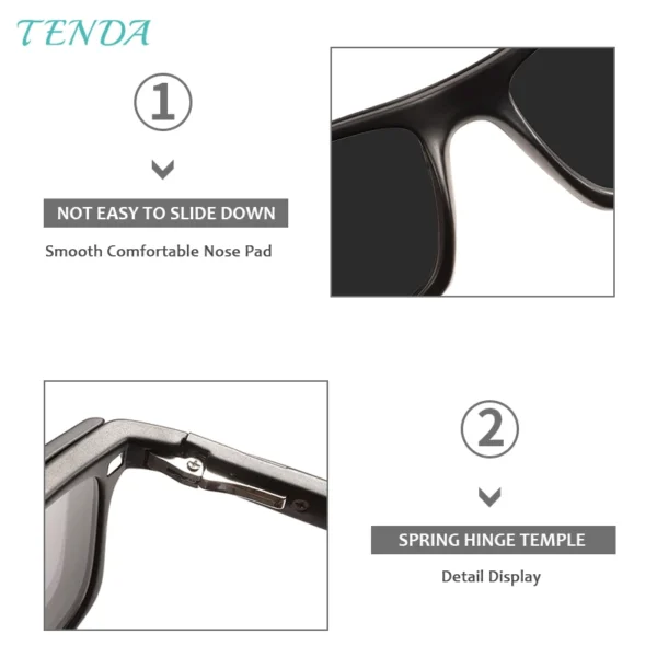 TR90 Männer Frauen Rechteck Vollrand Brille mit Federscharnier Magnetische Clip-On Polarisierte Sonnenbrille für verschreibungspflichtige Gläser 4