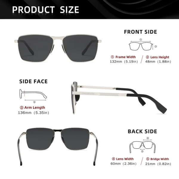 KINGSEVEN 2025, klassische polarisierte Sonnenbrille für Männer und Frauen, quadratischer Legierungsrahmen, Antireflexionsbrille, Luxusbrille 4