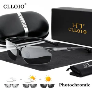 CLLOIO Top Qualität Aluminium Polarisierte Photochrome Sonnenbrille Männer Randlose Tag Nacht Fahren Brille Anti-Glare Chameleon Brillen