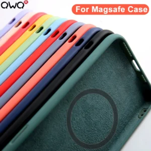 Original Flüssigkeit Silikon Fall Für iPhone 14 13 12 11 Pro Max Für MagSafe Magnetische Drahtlose Lade 8 Plus XR XS Max X SE Abdeckung