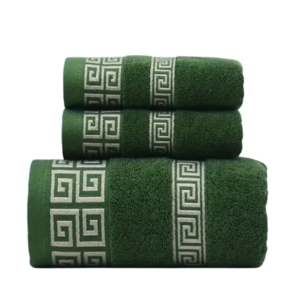 3-teiliges grünes Baumwollhandtuch-Set, 2-teiliges Handgesichtstuch, 34 x 74 cm und übergroßes Badetuch, 70 x 140 cm, Geschenk-Duschhandtücher, Weihnachtshandtücher