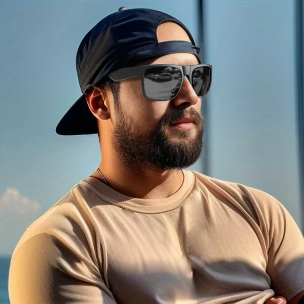 MAXJULI XL Big Wide Head Herren-Sonnenbrille in dunklem Schwarz für Herren, extra große quadratische Sonnenbrille W8004 2