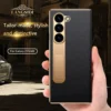 Für Samsung Z Fold 6 LANGSIDI Echtes Leder Magnetisches Scharnier Vollständiger Schutzhüllehalter Kickstand Fold6 Stoßfeste Abdeckung 2