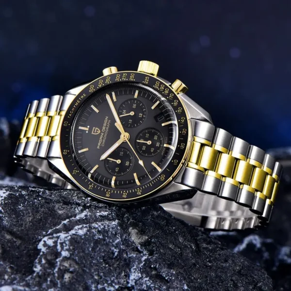 PAGANI DESIGN 2025, Silber, Gold, Mond, Luxus-Quarzuhren, Herren-Sport-Chronograph, Saphirglas, Edelstahluhr für Herren 4