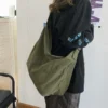 Hocodo neue Taschen für Frauen 2022 Leinwand Umhängetasche Mode große Kapazität Handtaschen weibliche lässige Reisetaschen weiche Umhängetaschen 3
