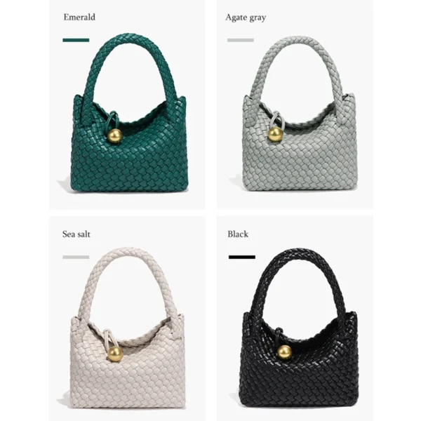 Gewebte Umhängetasche für Damen, Umhängetasche für Damen, kleine Handtasche, veganes Leder, Geldbörse, Tragetasche, Hobo-Tasche 6