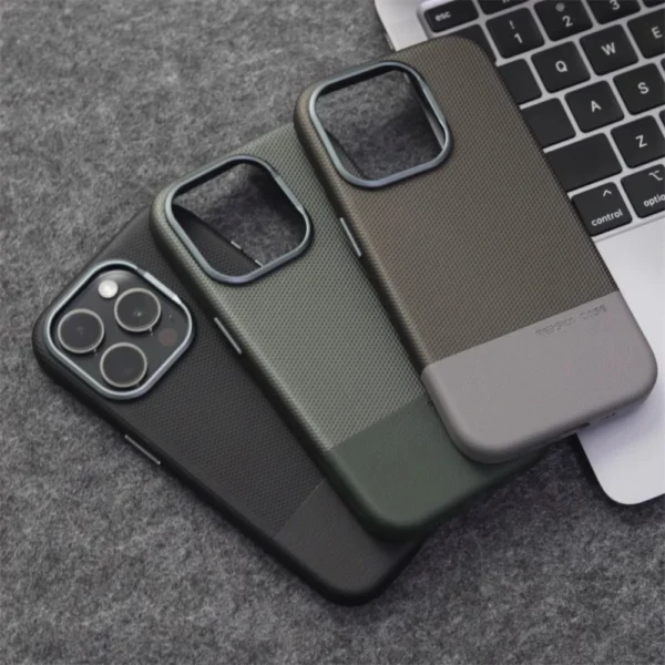 Luxus Business Hit Color Relief Ledertasche für iPhone 16 Plus 15 14 13 Pro Max magnetische kabellose Lade Legierung Objektivabdeckung