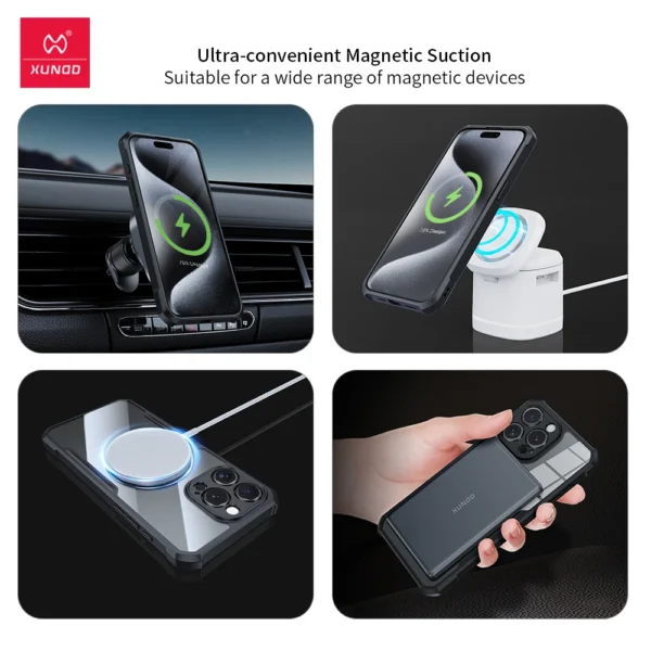 XUNDD Für iPhone 16 Pro Max Magnetische Halter Fall Für iPhone 15 14 13 Pro Max 16 Plus Airbag Stoßfest Kamera schutzhülle 6