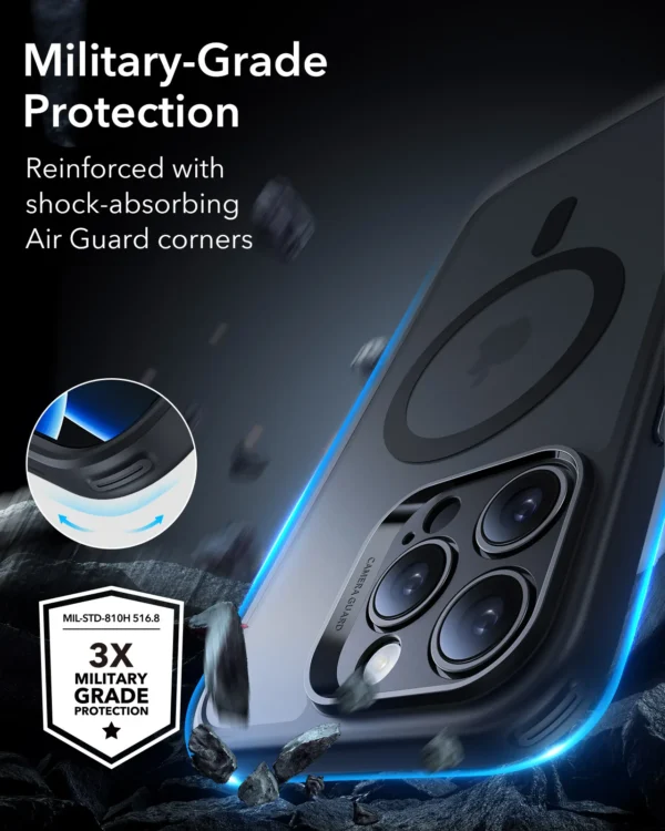ESR MagSafe Hülle für iPhone 16/15 Pro Max mit Displayschutzfolie iPhone 14/13 durchscheinende matte Hülle Schutz in Militärqualität 3