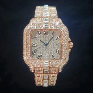 Luxuriöse Voller Diamanten Uhr Für Männer Beliebte Rose Gold Iced Out Quarz Uhren Mode Hip Hop Schmuck Reloj Hombre Dropshipping