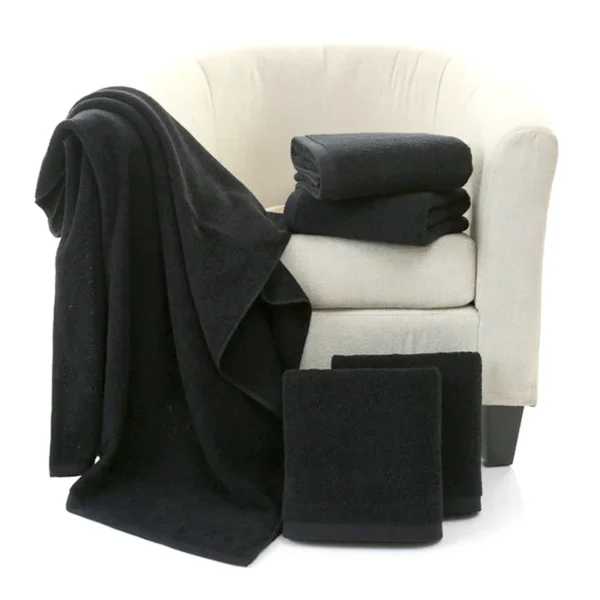 5 Stück 35x75cm 100% Baumwolle schwarz Gesichts tuch Set keine verblassen den Handtücher für Männer Hotel Corporate Geschenk weich und stark saugfähig 2