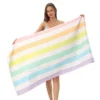Doppelseitiger Fleece-Doppelseitiger Druck, große Strandtücher, Liege-Zubehör, gestreiftes Strandtuch, XXL mit Tasche, Sonnenbad 5