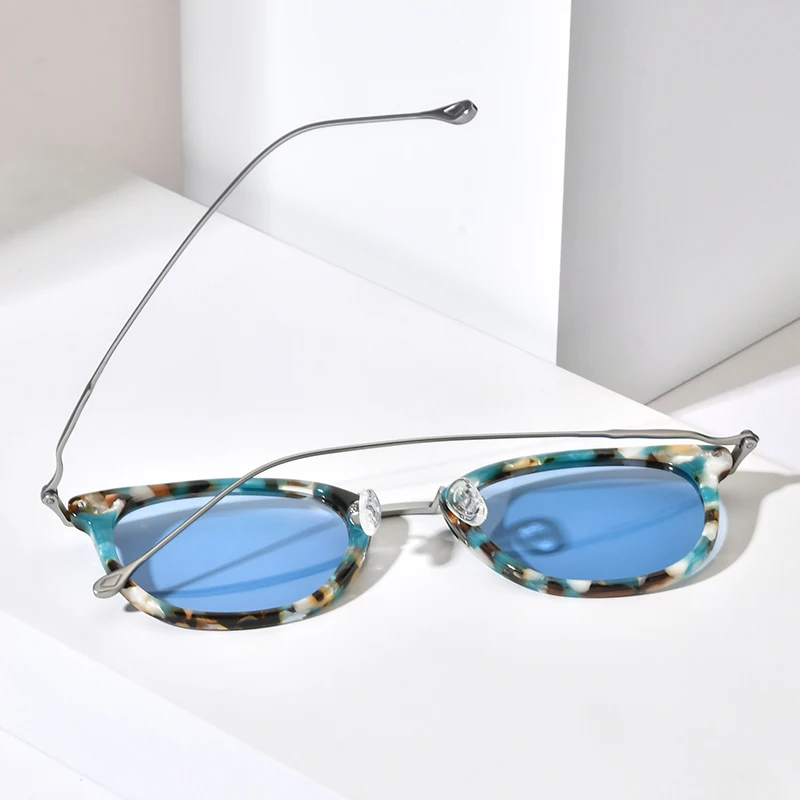 FONEX Acetat Titan Sonnenbrille Frauen Trendy Marke Design Vintage Retro Runde Polarisierte Japanische Sonnenbrille für Männer 85845 3