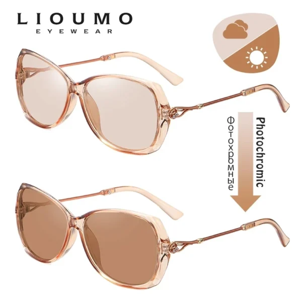 LIOUMO 2023 Elegante Photochrome frauen Sonnenbrille Polarisierte Chameleon Objektiv Luxus sonnenbrille Damen UV400 Lentes de sol Mujer 3