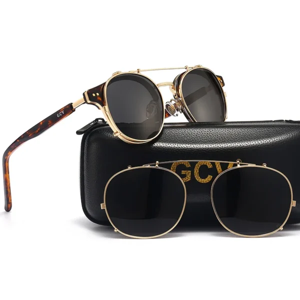 GCV Doppelschicht-Sonnenbrille mit abnehmbaren Gläsern, die Blu-Ray-Brille, Acetat, Gothic, Retro, Steampunk, polarisiert, für Herren und Damen 3