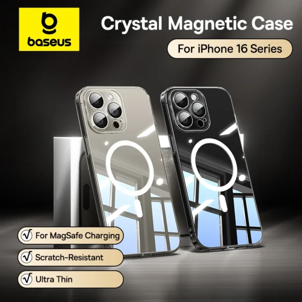 Baseus Magnetische Hülle für iPhone 16 Pro Max, schlanke, dünne Handyhülle, transparente Abdeckung für iPhone 16 Pro Plus, magnetische Rückseite