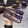 Objektiv-Metallring-Schutz mit Ständer für iPhone 16, 14, 11, 12, 13, 15 Pro Max Plus, Kamera-Glas-Linsenschutz, transparente Abdeckung 3