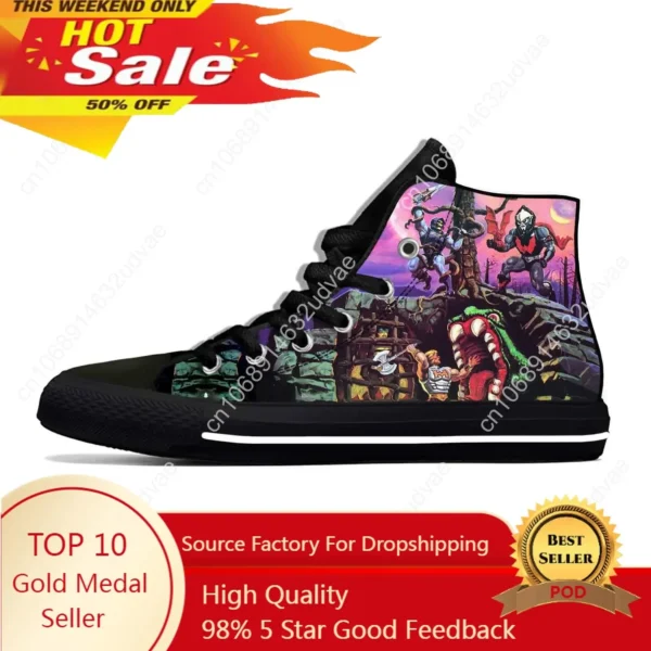 Masters Of The Universe Cartoon Skeletor He-Man Lässige Stoffschuhe High Top Leichte Atmungsaktive 3D-Druck Männer Frauen Turnschuhe