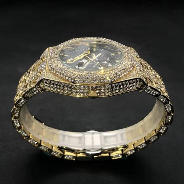 Automatische Uhr für Männer Luxus Full Ice Out Hip Hop Tourbillon Uhren Bling Diamant Gold männliche mechanische Uhr Drops hipping 4