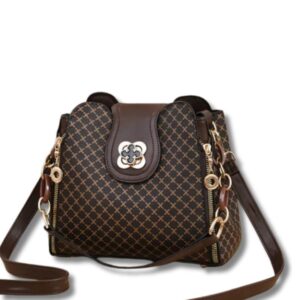 Modische Eimertasche mit Check-Druck und Schulterriemen