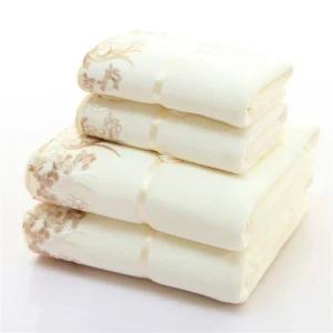 4 teile/satz Mikro faser besticktes Handtuch Set solide 2 stücke 140x70cm Badet uch 2 stücke 75x35cm Gesichts tuch schnell trocknende Handtücher Badezimmer