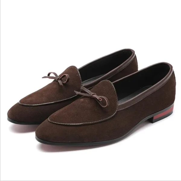 Herren-Freizeitschuhe mit Schleife, echtes Wildleder, trendige Party- und Hochzeits-Loafer, flache Herren-Fahrmokassins