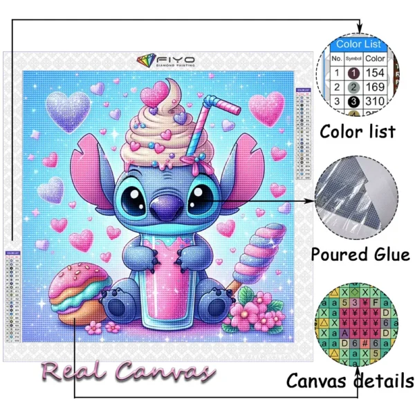 30x30cm Disney Diamant Malerei Lilo & Stitch Diamant Stickerei Strass von Bild Mosaik Kunst Kreuzstich Kits Home Decor 3
