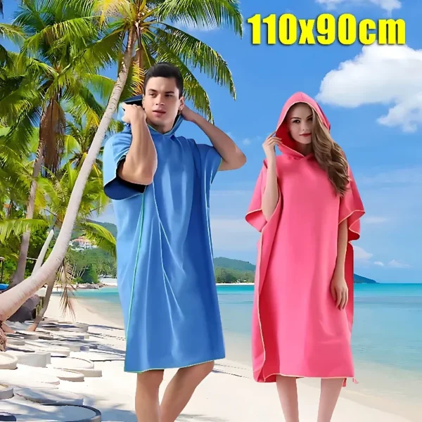 Surf-Poncho, Wickeltuch, Kapuzenmantel, Mikrofaser, Stranddecke, Badetuch, Badehandtuch, Neoprenanzug, Strandponcho für Erwachsene