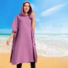.Mikrofaser Surf Poncho Handtuch Poncho Schnelltrocknendes Handtuch Hoodie Strandrobe Wickelponcho Badetuch Strandponcho Erwachsene 5
