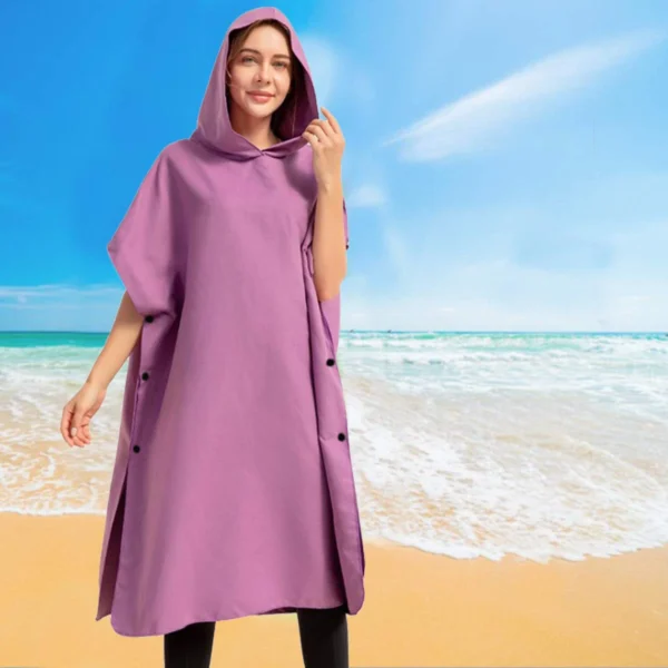.Mikrofaser Surf Poncho Handtuch Poncho Schnelltrocknendes Handtuch Hoodie Strandrobe Wickelponcho Badetuch Strandponcho Erwachsene 5