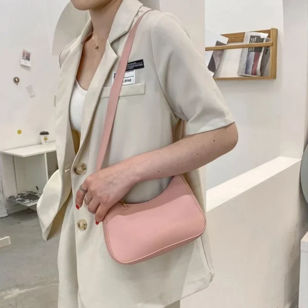 Neue frauen Mode Handtaschen Retro Einfarbig PU Leder Schulter Unterarm Tasche Casual Frauen Hobos Handtaschen 5