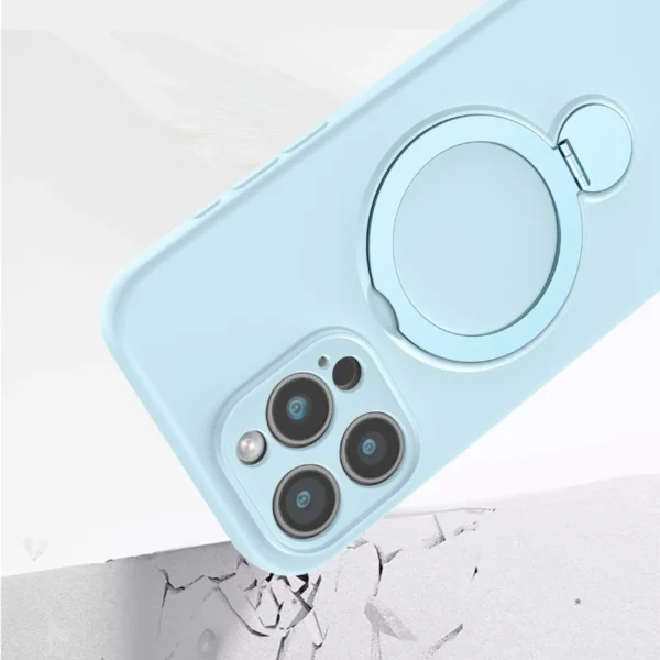 Luxuriöse Magsafe magnetische Flüssigsilikon-Ständerhalter-Telefonhülle für iPhone 13, 14, 15, 16 Pro Max, weicher Stoßstangenschutz auf 16 Abdeckung 6