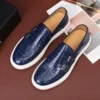 Lässige Mönchsschuhe für Herren, Krokodilleder, modische Herren-Müßiggänger im britischen Stil, Slip-on-Outdoor-Wohnungen für Herren 4