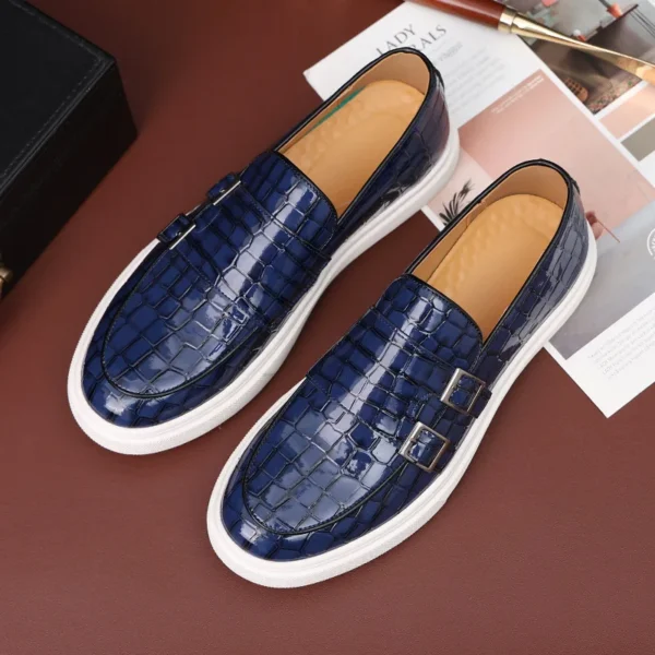 Lässige Mönchsschuhe für Herren, Krokodilleder, modische Herren-Müßiggänger im britischen Stil, Slip-on-Outdoor-Wohnungen für Herren 4