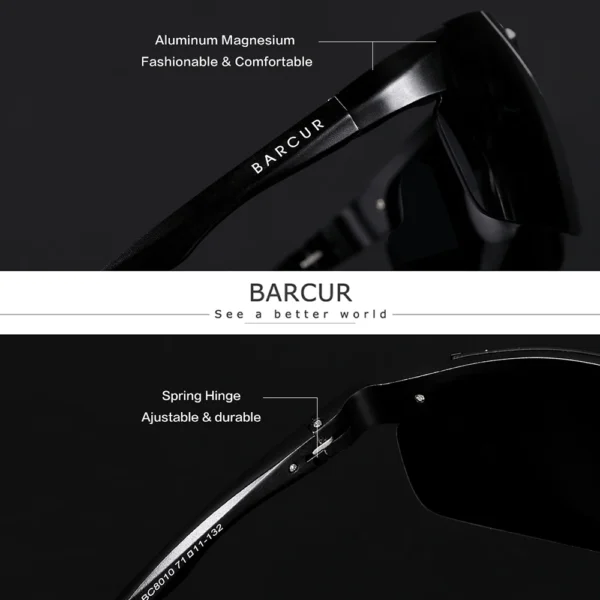 BARCUR Sport Klassische Design Aluminium Sonnenbrille Männer Frauen Polarisierte Anti-Reflektierende Photochrome Sonnenbrille UV400 2