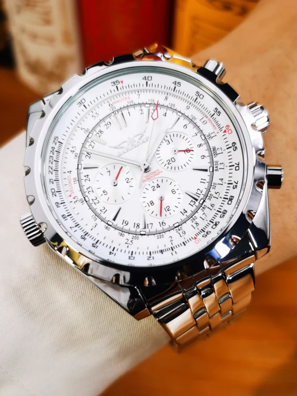 JARAGAR Sport Herrenuhren Top-Marke Luxus automatische mechanische Uhr für Männer Silber Edelstahlarmband Militär Armbanduhr 6