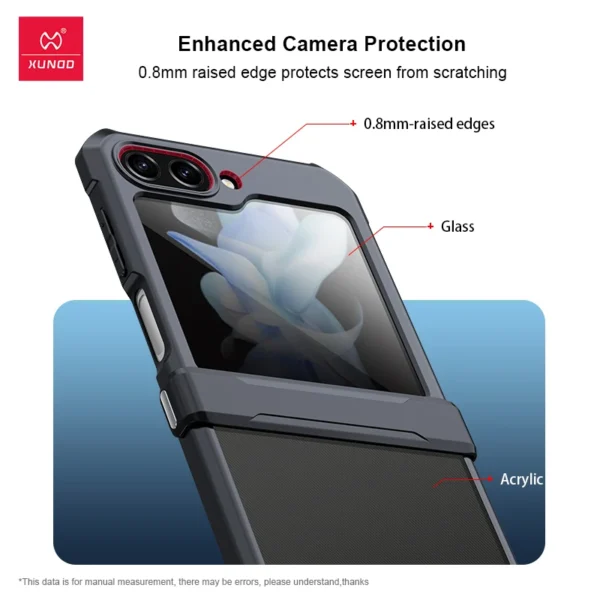 Xundd Für Samsung Galaxy Z Flip 5 Z Flip 6 5G Hülle Airbag Stoßfestes Acryl+TPU+Glas Rückseite Klare Abdeckung Für Flip5 zdaa5 varen 4